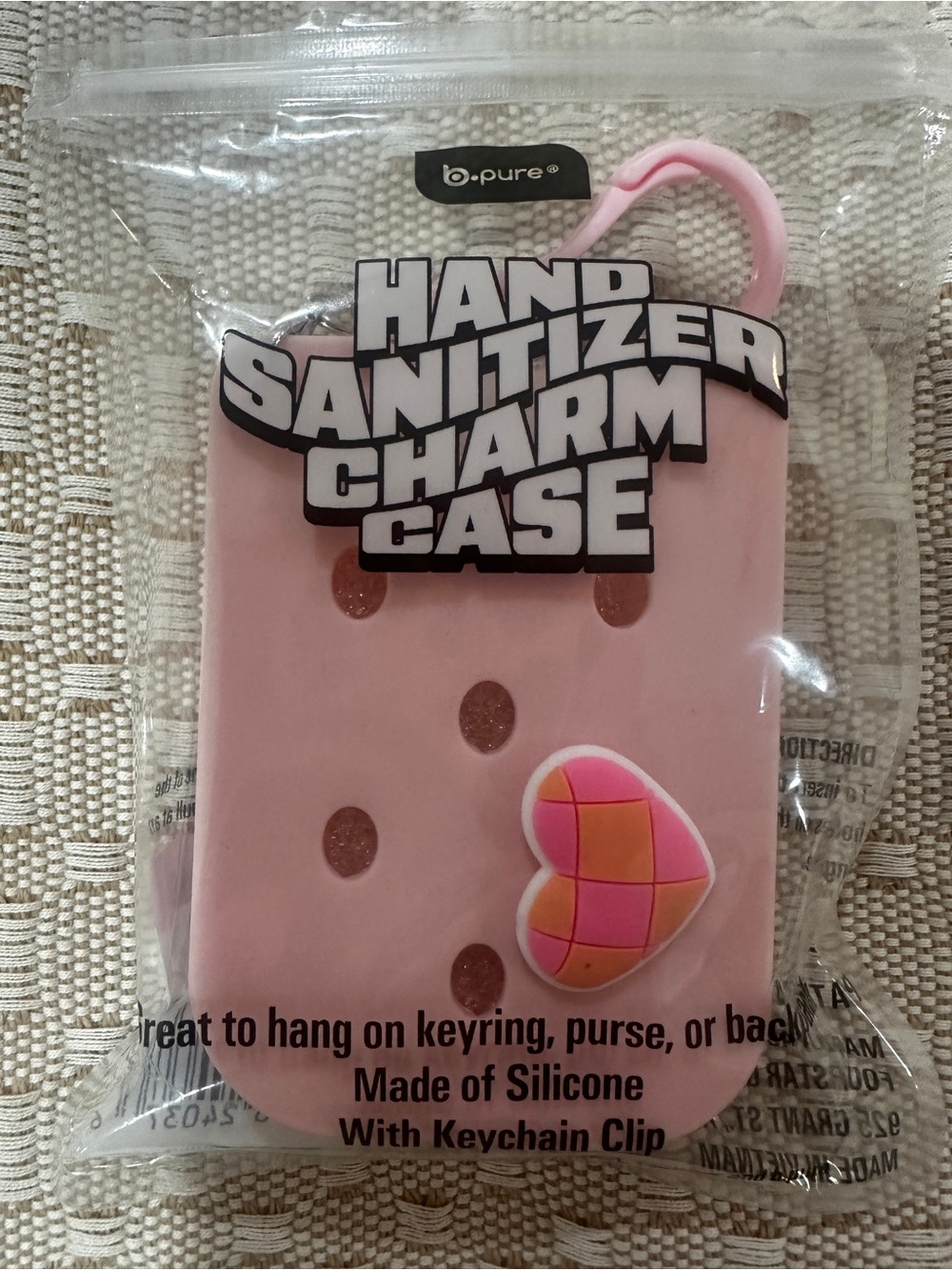 Bpure hand croc charm case pink with heart to add charms NWT B PURE B.pure